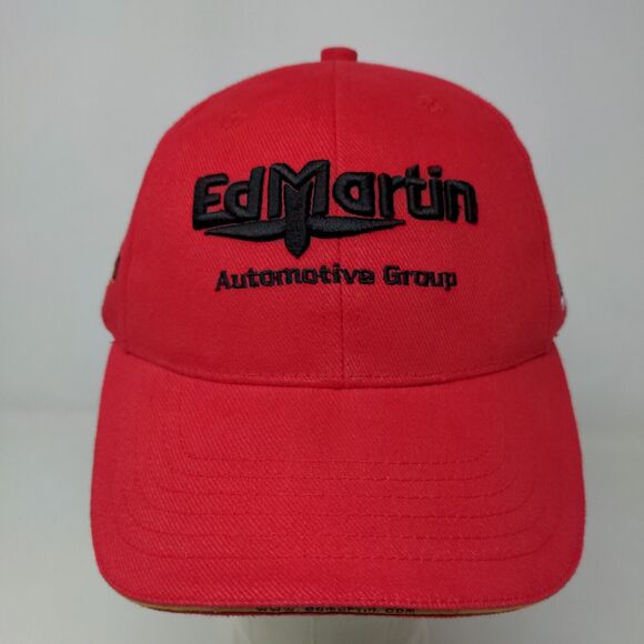 Ed Martin Automotive Men's Slideback Hat Red Adjustable Embroidered Logo - Picture 2 of 7